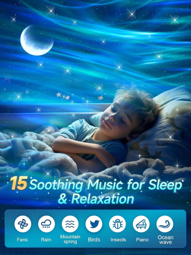 Onefire Northern Lights Projector,300+Lighting Modes Galaxy Projector for Bedroom,15 White Noise&Bluetooth Galaxy Projector for Bedroom,Remote+Timer Moon Star Projector Galaxy Light,Valentine's Day Gifts - Image 4